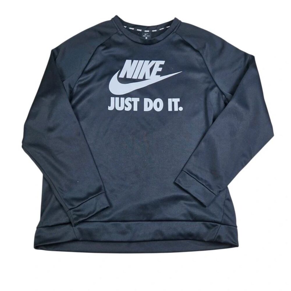 Nike "Just Do It" Dri-FIT Crewneck Sweatshirt Black Size XL Swoosh Mens